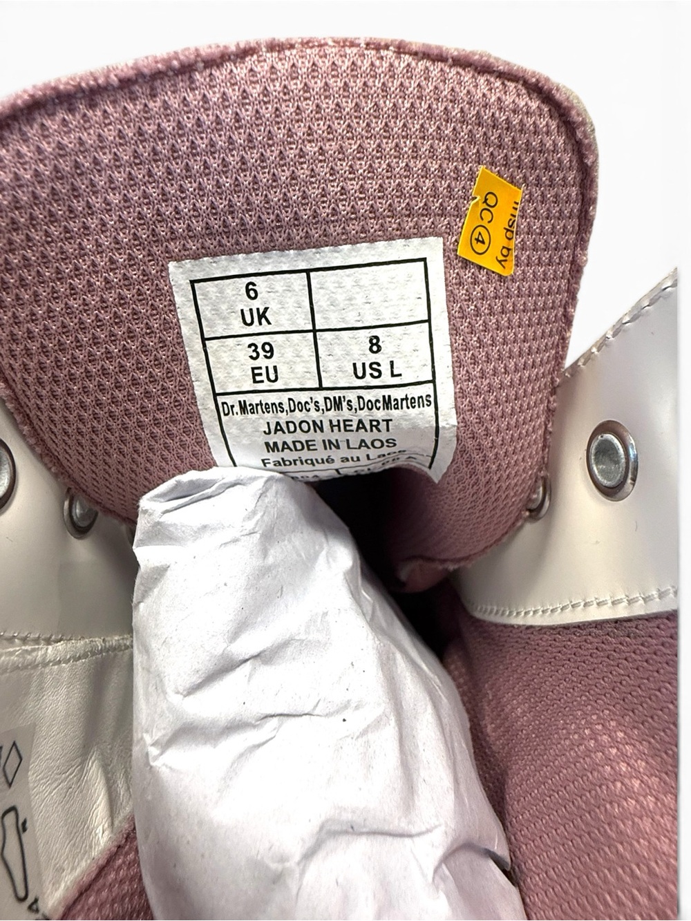 Dr. Martens Pink Gingham Jadon Heart White Dusty Rose - Picture 7 of 9